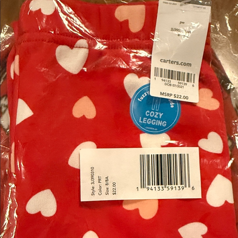 Carter's Red and White Heart Leggings